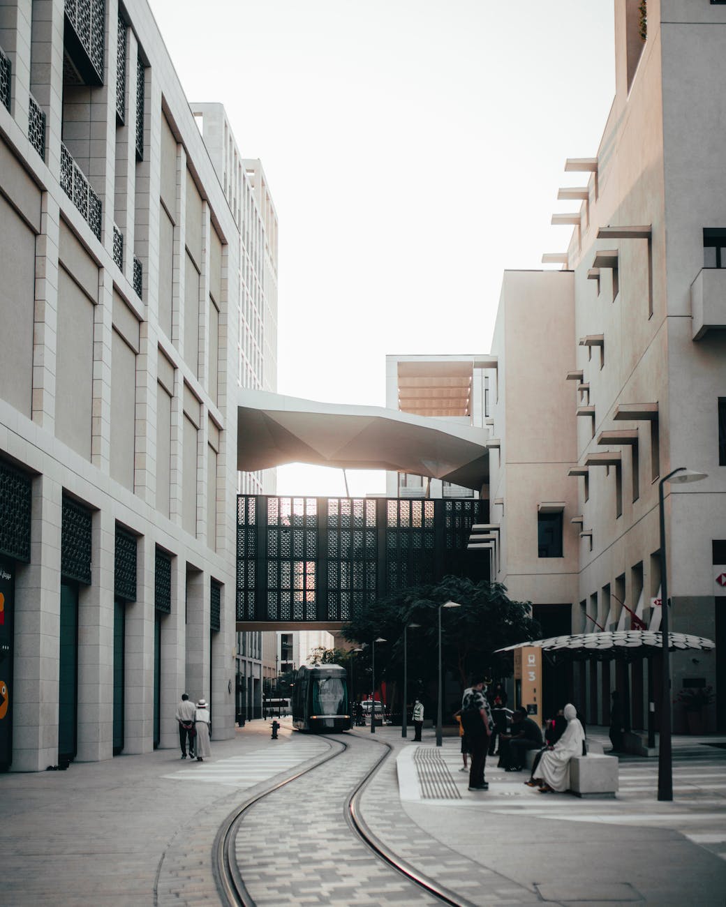 tramway between buildings