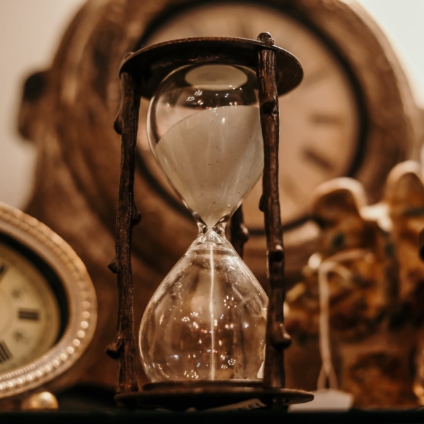 shallow focus of clear hourglass