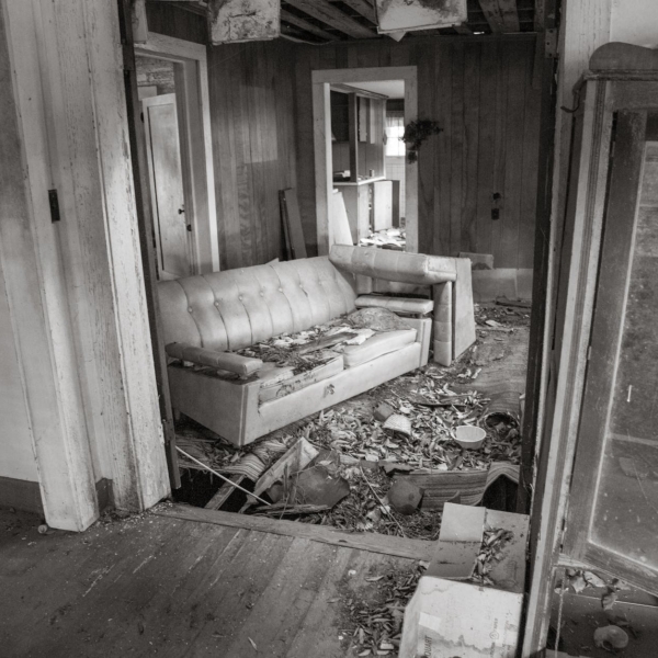 old furniture in abandoned house