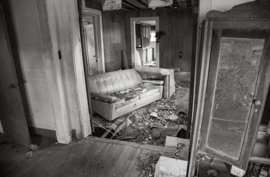 old furniture in abandoned house