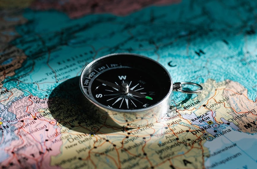 compass on paper map