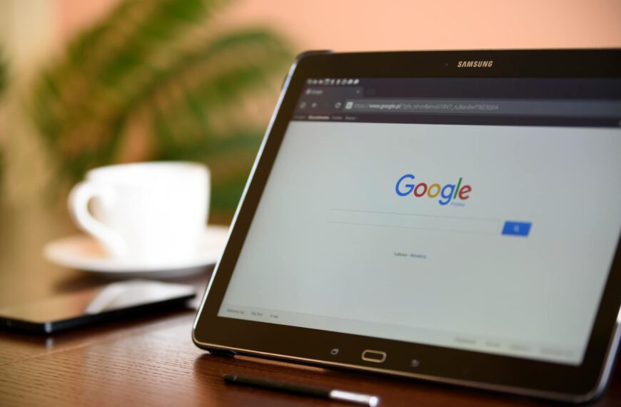 black samsung tablet on google page