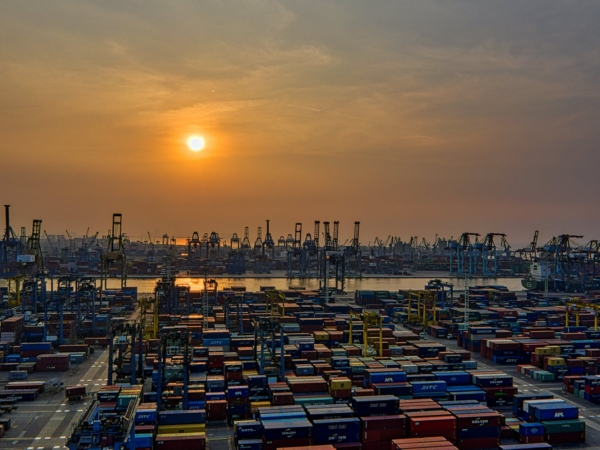 seaport during golden hour