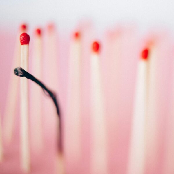 close up shot of a burned matchstick