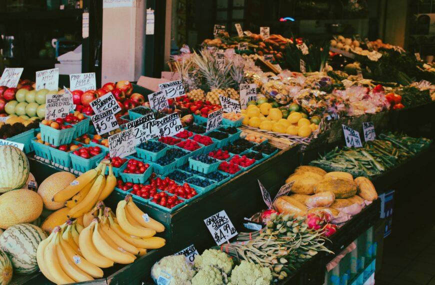 variety of fruits on fruit stand