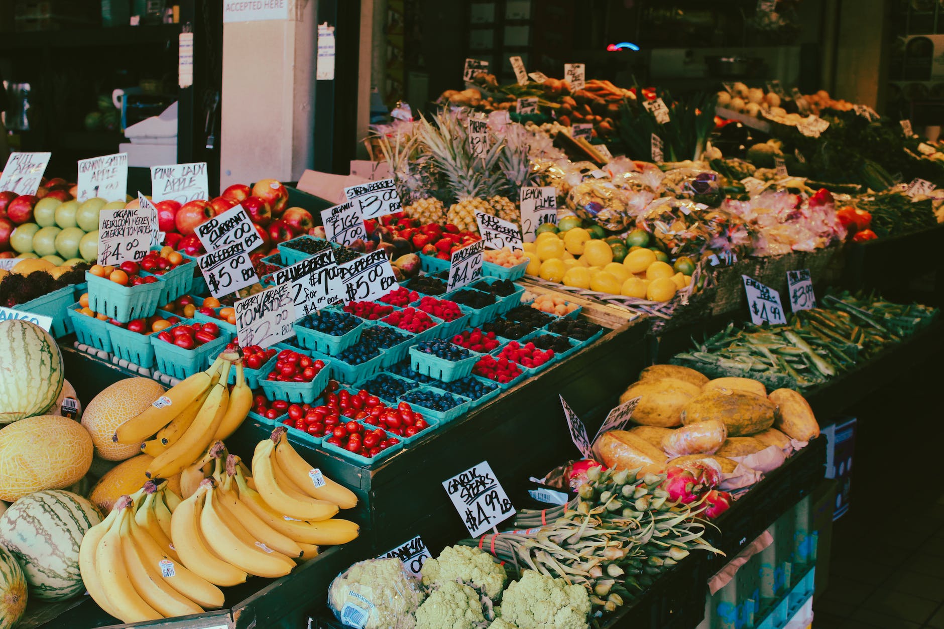 variety of fruits on fruit stand