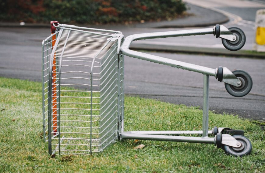 photo of abandoned shopping cart on grass