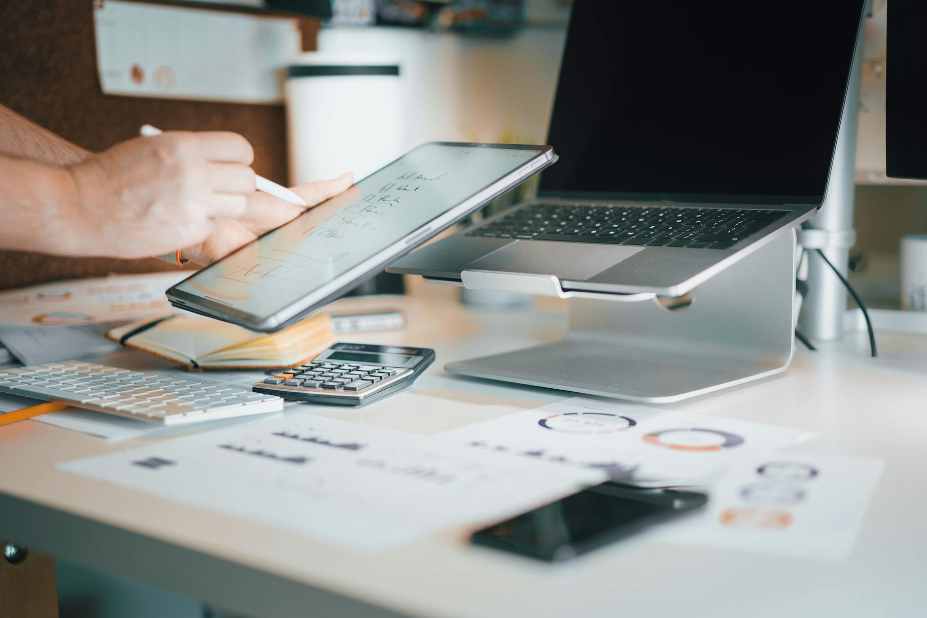 electronic devices in an office