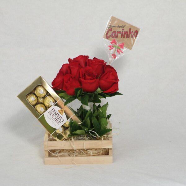 roses and chocolates in a box