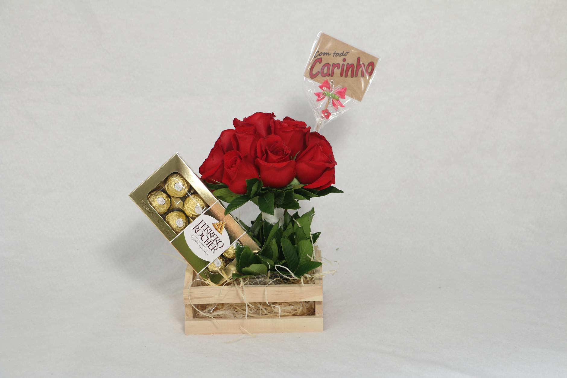 roses and chocolates in a box